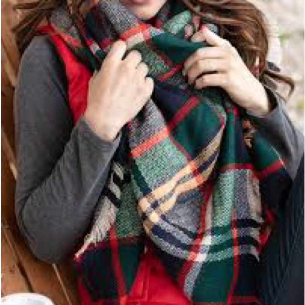 Grace & Lace Blanket Scarf/Toggle Poncho (Evergreen/Hot Orange)